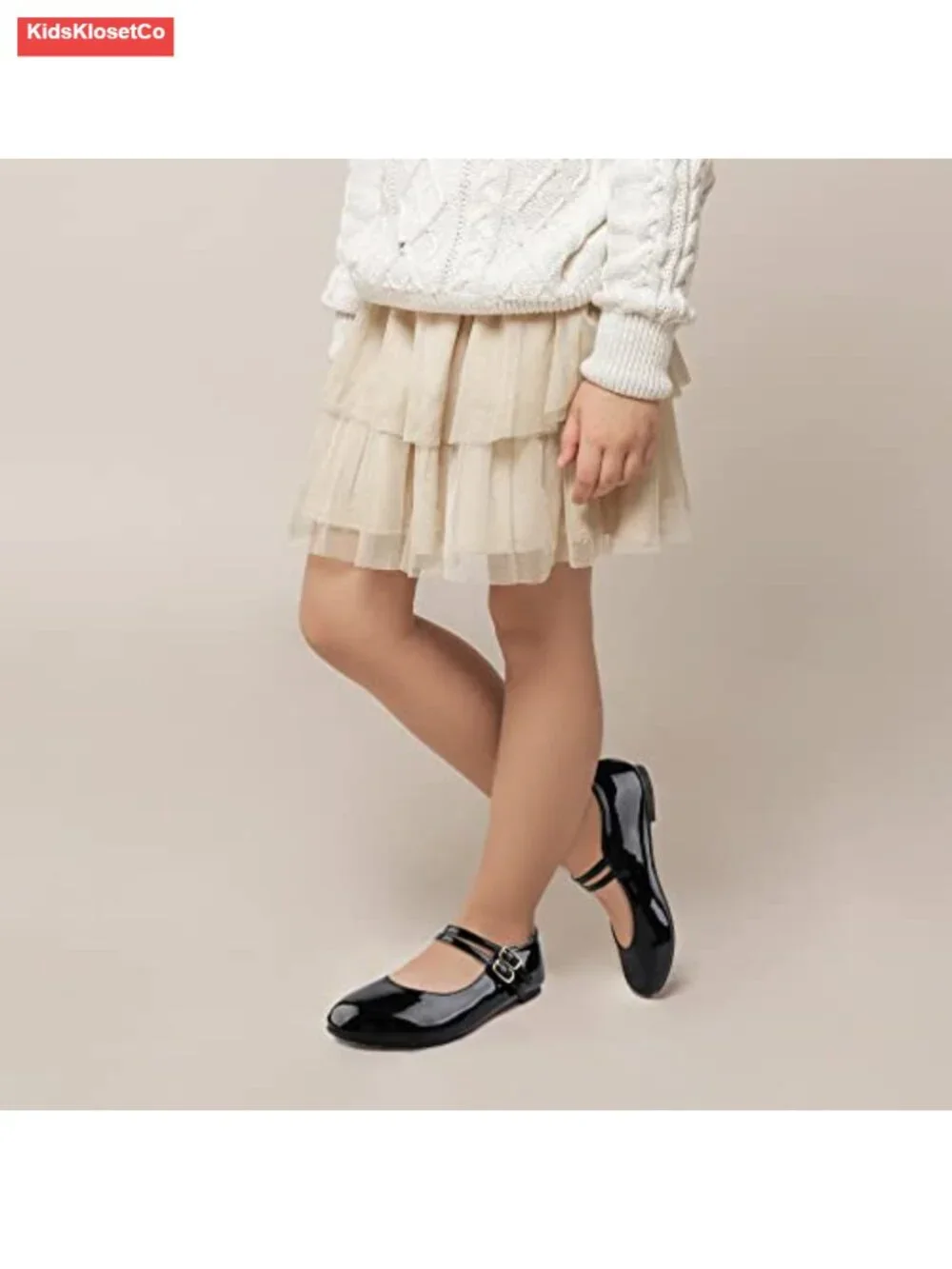 Girls Mary Jane Flats Hook & Loop Dress Shoes Non-Slip Memory Foam School